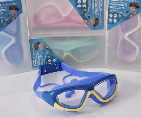 Kính bơi trẻ em có nút tai chống tia UV, bảo vệ an toàn đôi mắt của trẻ,